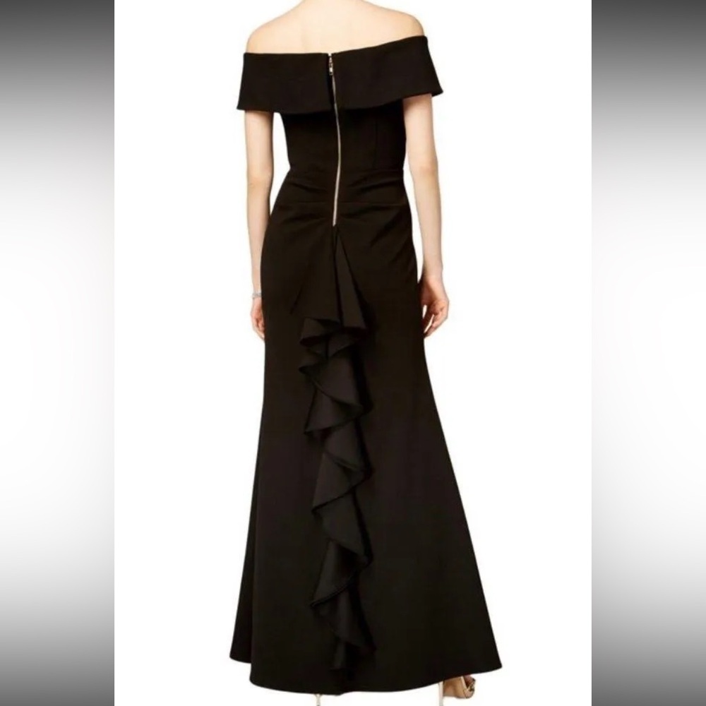 Betsy & Adam Off-the-Shoulder Black Maxi Dress